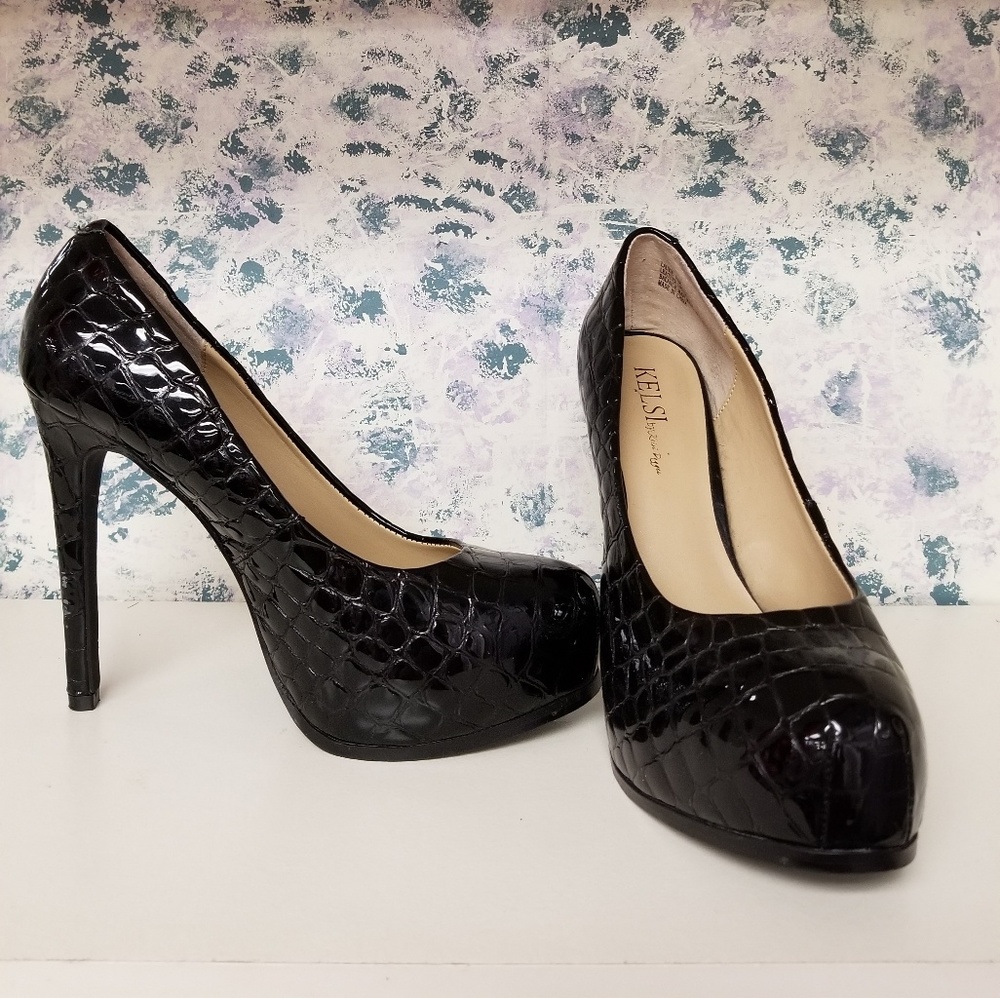 Kelsie  Patent Leather Croc Stiletto - Picture 2 of 5